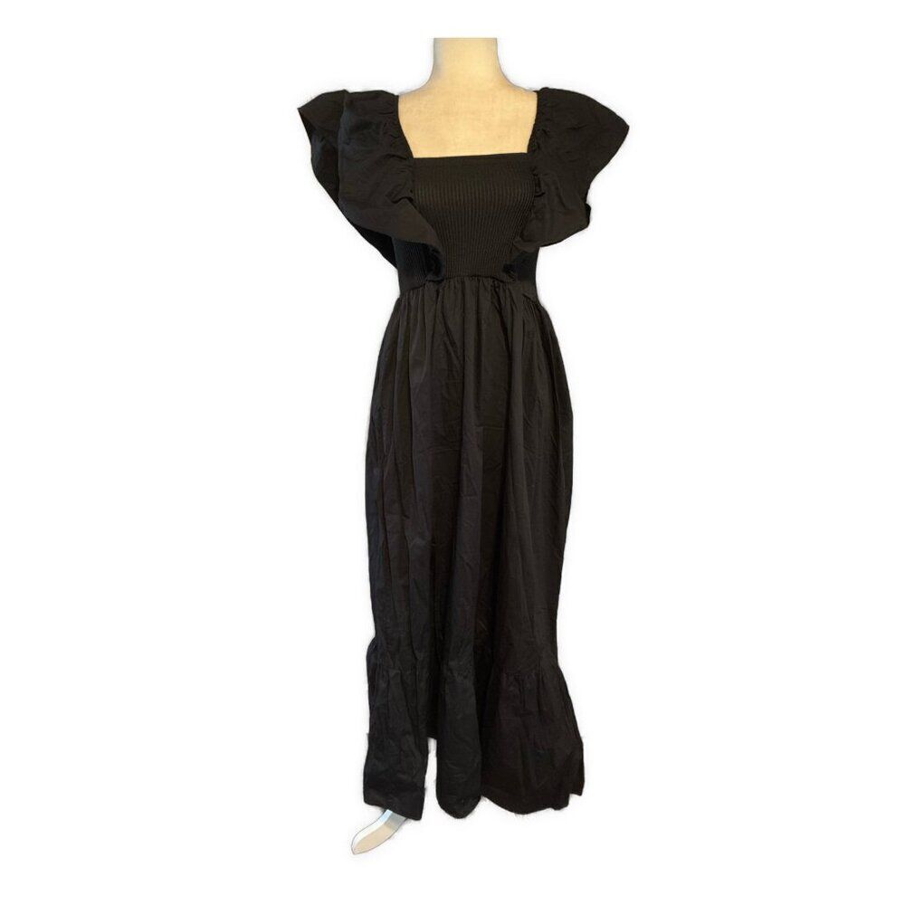splash womens solid black maxi dress 8 medium